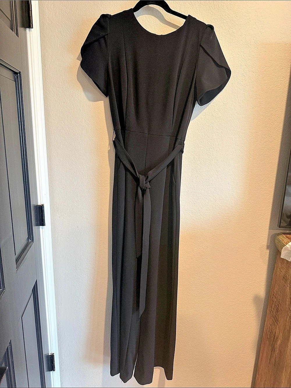 Calvin Klein Tie-Waist Flutter-Sleeve Jumpsuit Black Size 12